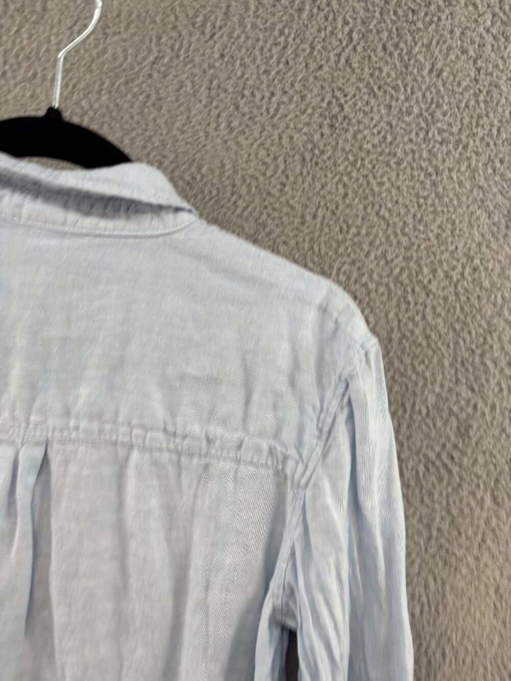 H&M 100% Linen Light Blue Button Down Shirt Minimalist Blouse M - Picture 9 of 11